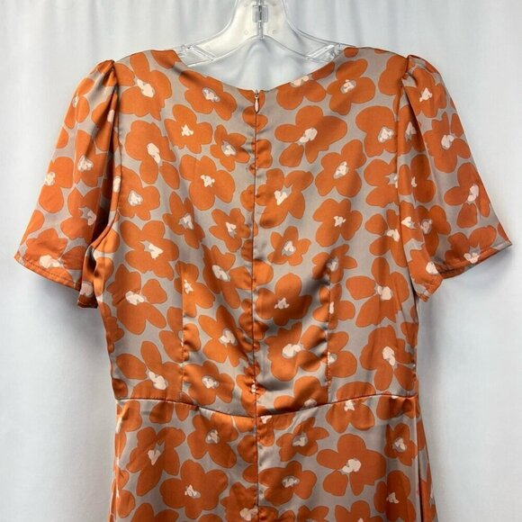 Dress Forum Womens Shift Dress Multicolor Floral Ruffle Hem Puff Sleeve Mini S - Picture 3 of 11